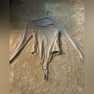 Women's Long Sleeve Bodysuit - Tan